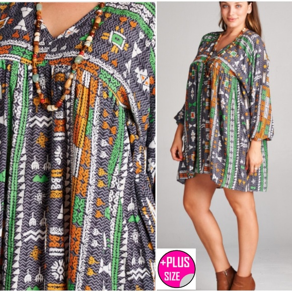 Tops - Plus Size Geometric Women's Tunic 1X,  LAST ONE!